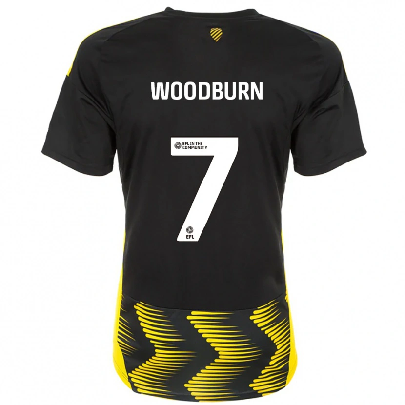 Danxen Donna Maglia Ben Woodburn #7 Nero Giallo Kit Gara Away 2025/26 Maglietta