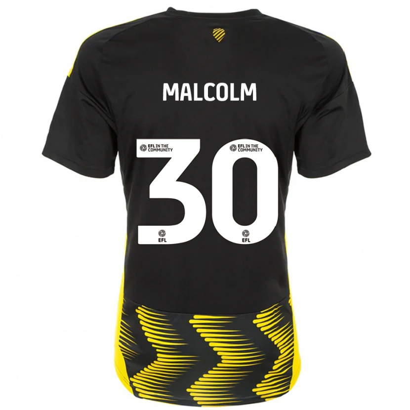 Danxen Donna Maglia Kyrell Malcolm #30 Nero Giallo Kit Gara Away 2025/26 Maglietta