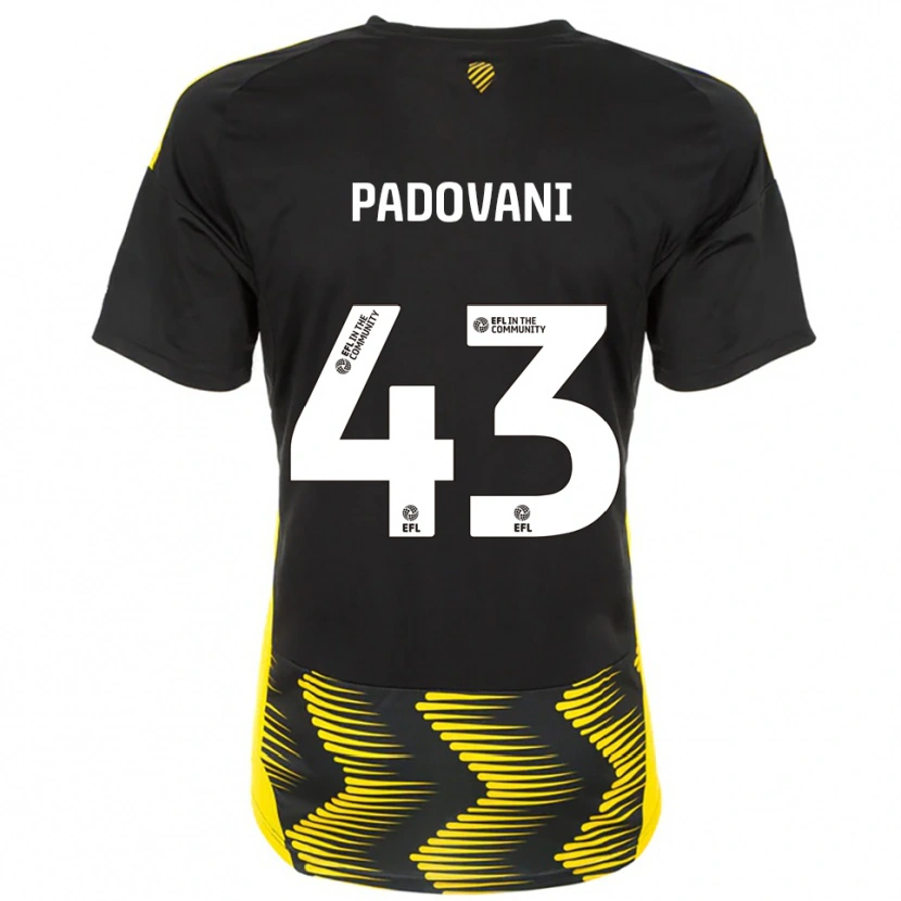 Danxen Donna Maglia Bruno Padovani #43 Nero Giallo Kit Gara Away 2025/26 Maglietta