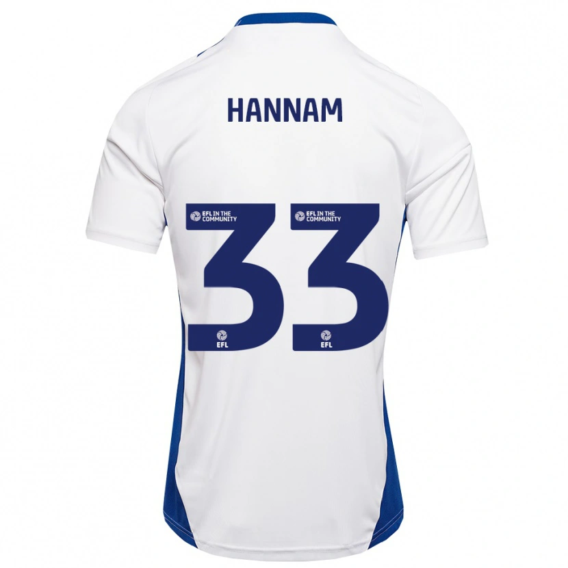 Danxen Donna Maglia Shawna Hannam #33 Bianco Blu Kit Gara Away 2025/26 Maglietta