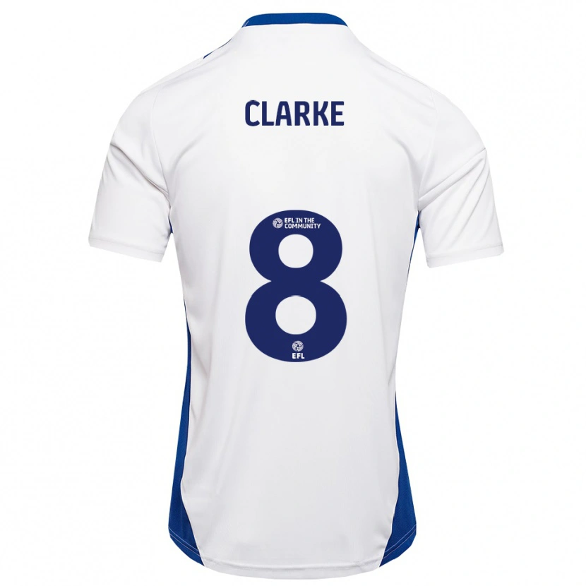 Danxen Donna Maglia Ollie Clarke #8 Bianco Blu Kit Gara Away 2025/26 Maglietta