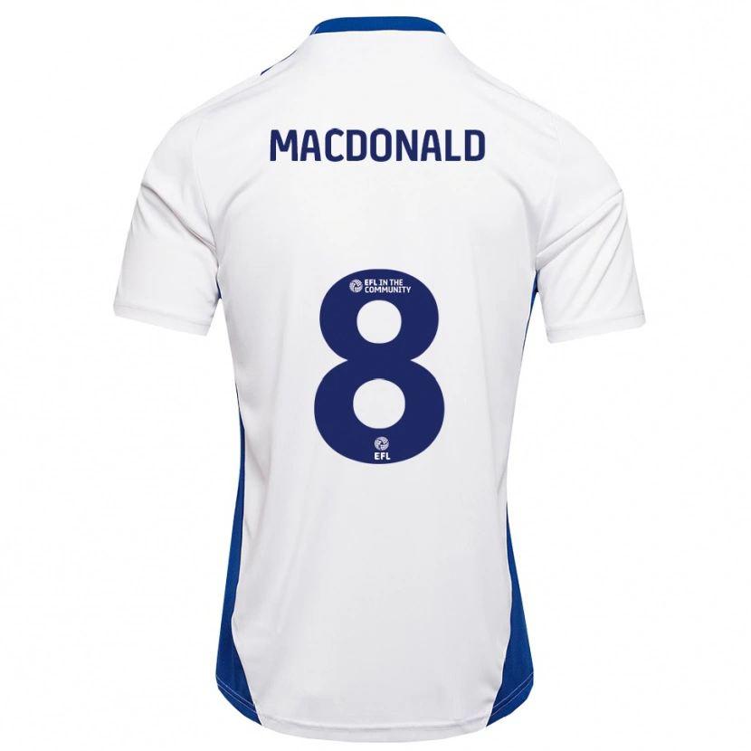 Danxen Donna Maglia Taylor Macdonald #8 Bianco Blu Kit Gara Away 2025/26 Maglietta