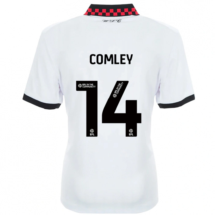 Danxen Donna Maglia Brandon Comley #14 Bianco Nero Kit Gara Away 2025/26 Maglietta