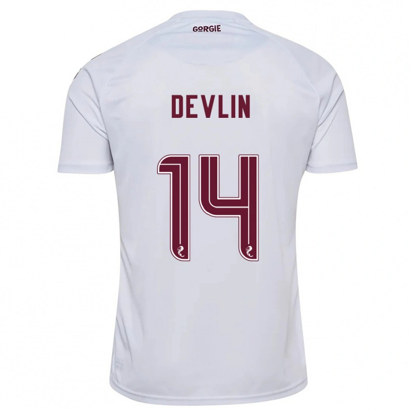 Danxen Donna Maglia Cammy Devlin #14 Bianco Bordeaux Kit Gara Away 2025/26 Maglietta