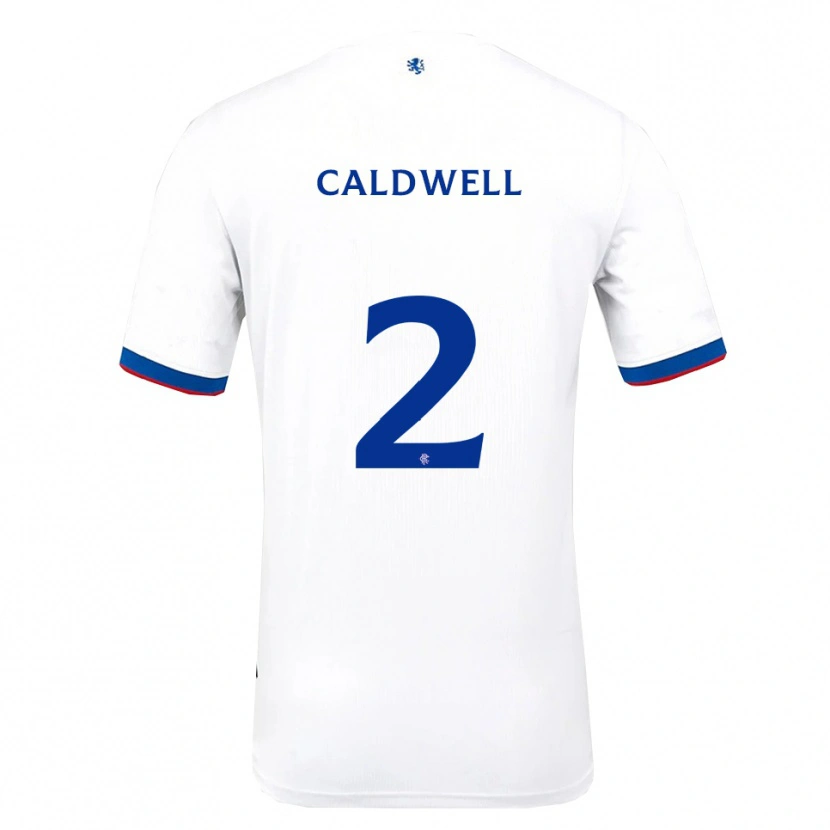 Danxen Donna Maglia Jack Caldwell #2 Bianco Rosso Blu Kit Gara Away 2025/26 Maglietta