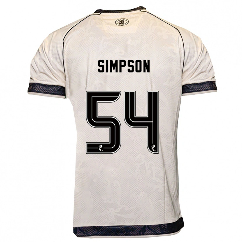 Danxen Donna Maglia Finlay Simpson #54 Bianco Nero Kit Gara Away 2025/26 Maglietta