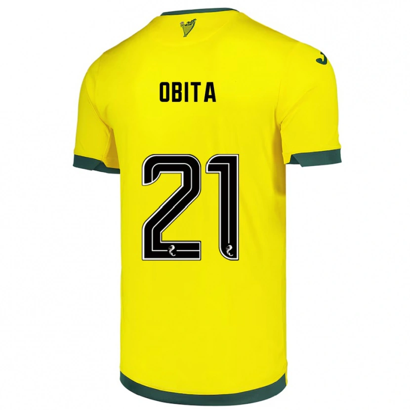 Danxen Donna Maglia Jordan Obita #21 Giallo Verde Kit Gara Away 2025/26 Maglietta