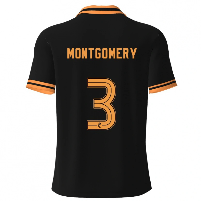 Danxen Donna Maglia Adam Montgomery #3 Nero Giallo Kit Gara Away 2025/26 Maglietta