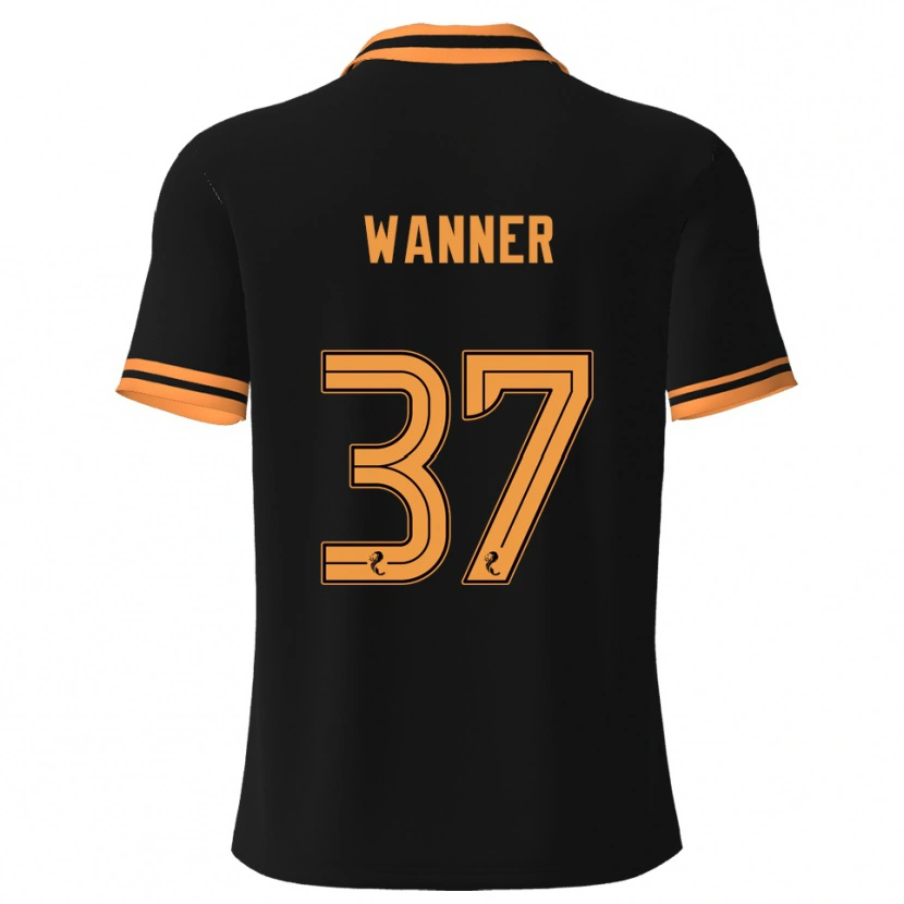 Danxen Donna Maglia Jannik Wanner #37 Nero Giallo Kit Gara Away 2025/26 Maglietta