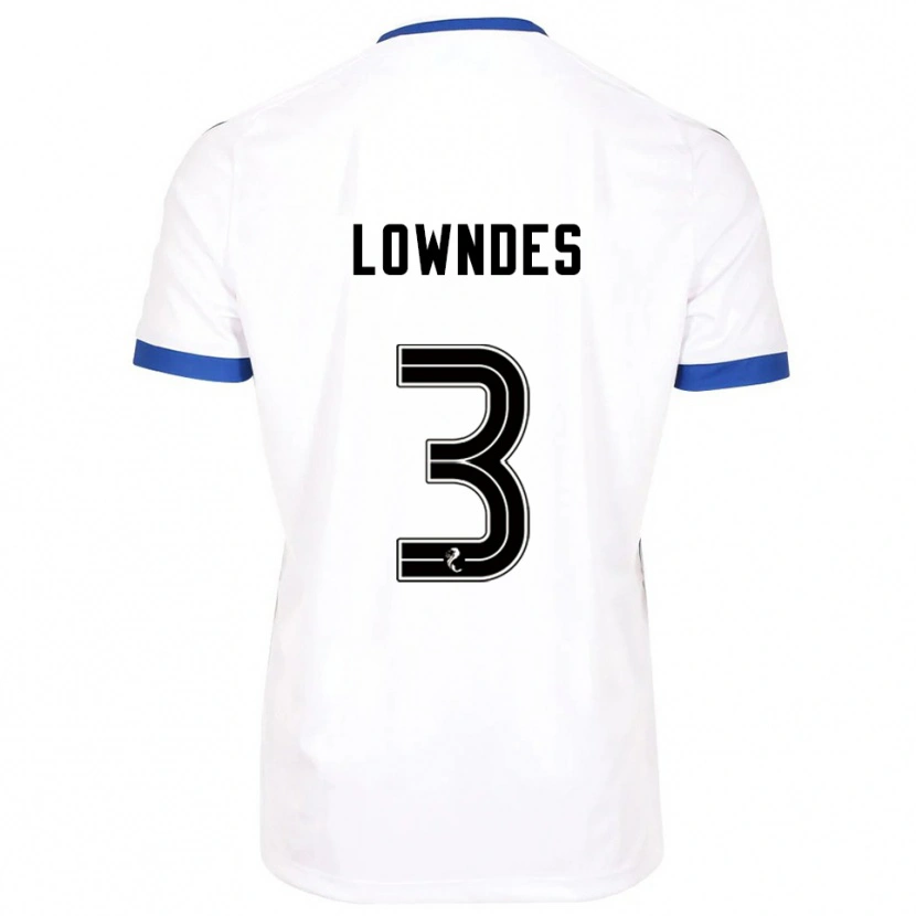 Danxen Donna Maglia Thomas Lowndes #3 Bianco Blu Kit Gara Away 2025/26 Maglietta