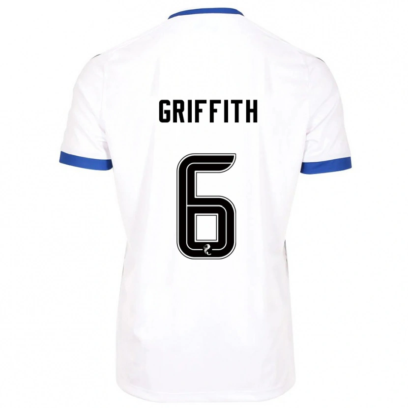 Danxen Donna Maglia Víctor Griffith #6 Bianco Blu Kit Gara Away 2025/26 Maglietta