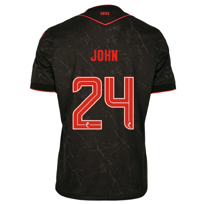 Danxen Donna Maglia Declan John #24 Nero Rosso Kit Gara Away 2025/26 Maglietta
