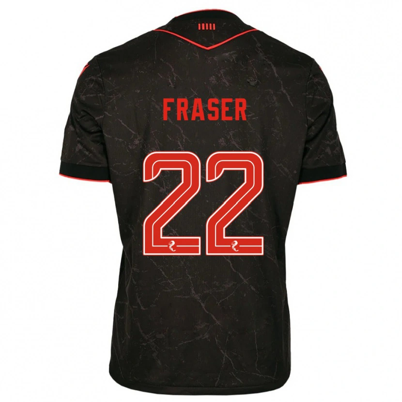 Danxen Donna Maglia Marcus Fraser #22 Nero Rosso Kit Gara Away 2025/26 Maglietta