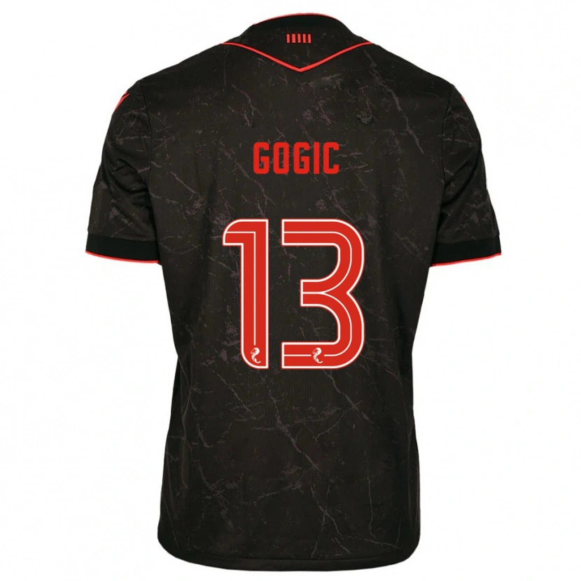 Danxen Donna Maglia Alex Gogic #13 Nero Rosso Kit Gara Away 2025/26 Maglietta