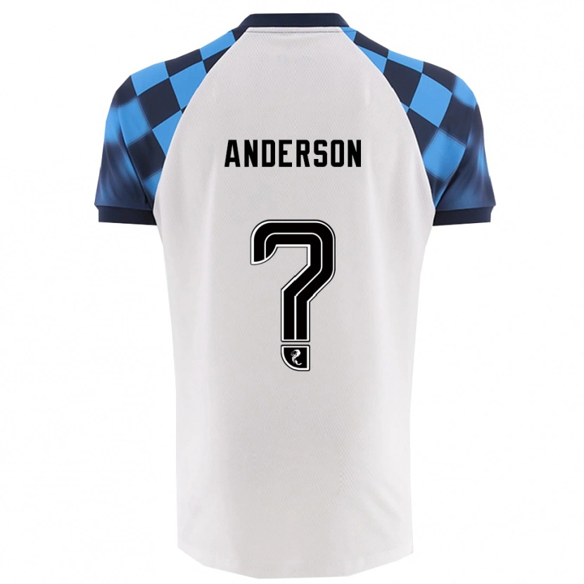 Danxen Donna Maglia Brogan Anderson #0 Bianco Azzurro Kit Gara Away 2025/26 Maglietta