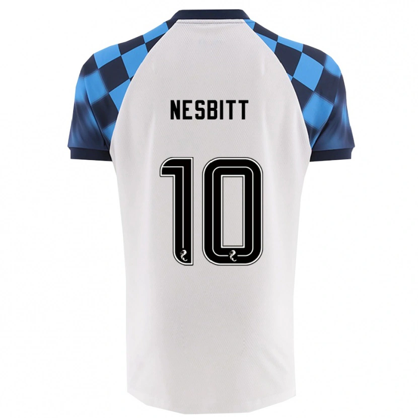 Danxen Donna Maglia Aidan Nesbitt #10 Bianco Azzurro Kit Gara Away 2025/26 Maglietta