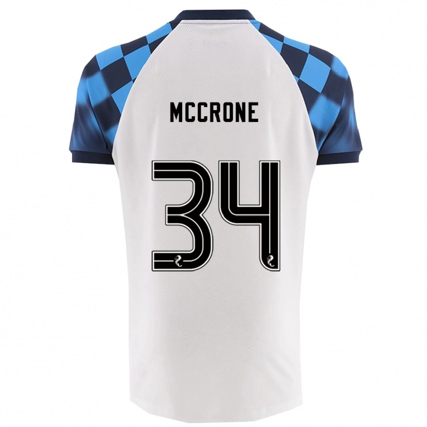 Danxen Donna Maglia Caelan Mccrone #34 Bianco Azzurro Kit Gara Away 2025/26 Maglietta