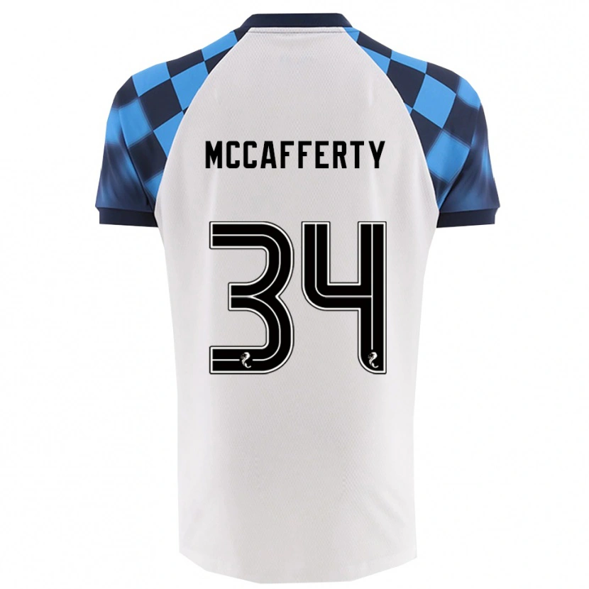 Danxen Donna Maglia Flynn Mccafferty #34 Bianco Azzurro Kit Gara Away 2025/26 Maglietta