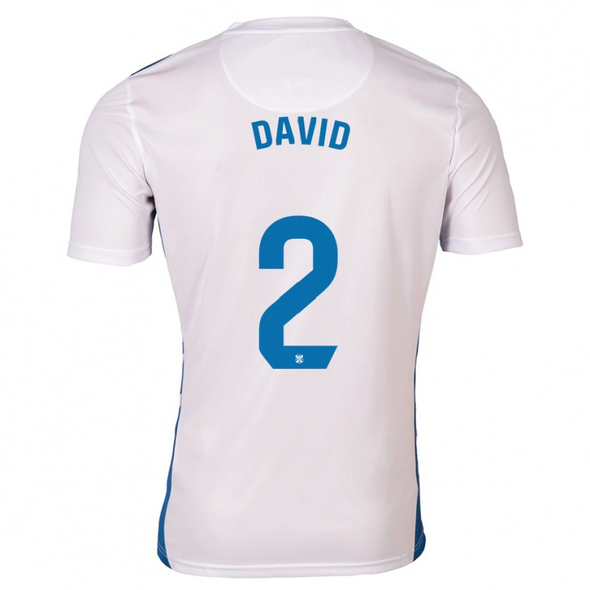 Danxen Bambino Maglia David Rodríguez #2 Bianco Blu Kit Gara Home 2025/26 Maglietta