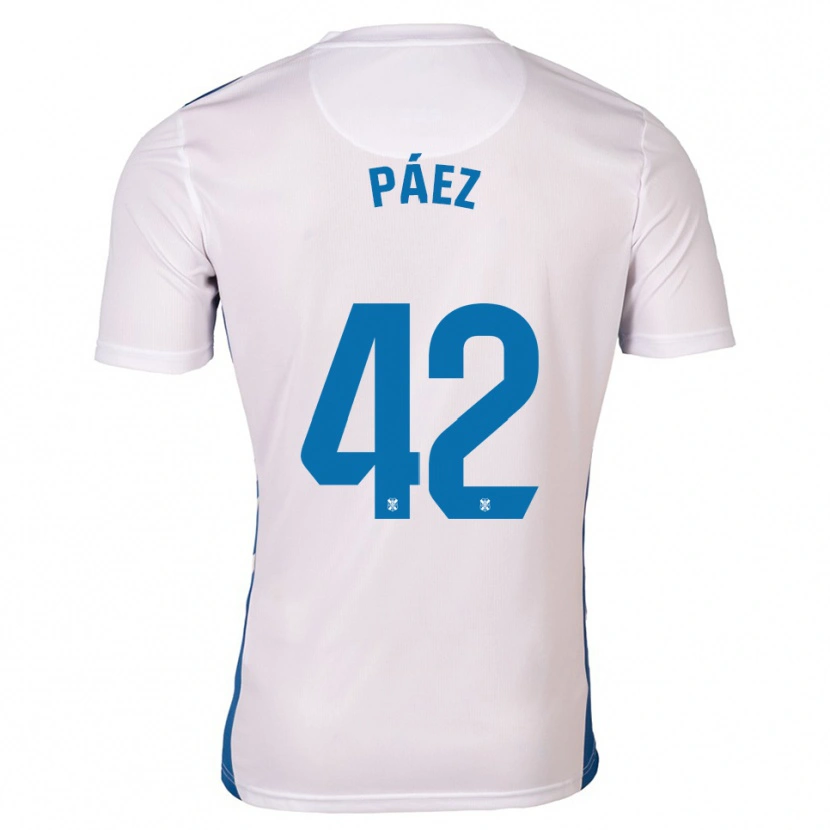 Danxen Bambino Maglia David Páez #42 Bianco Blu Kit Gara Home 2025/26 Maglietta