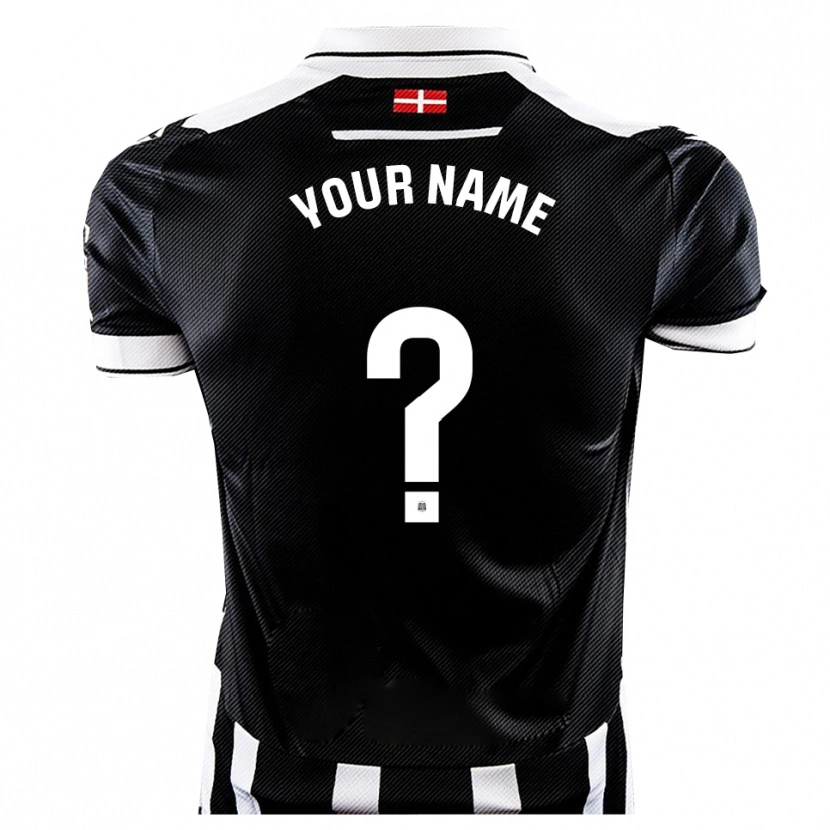 Danxen Bambino Maglia Il Tuo Nome #0 Nero Bianco Kit Gara Home 2025/26 Maglietta