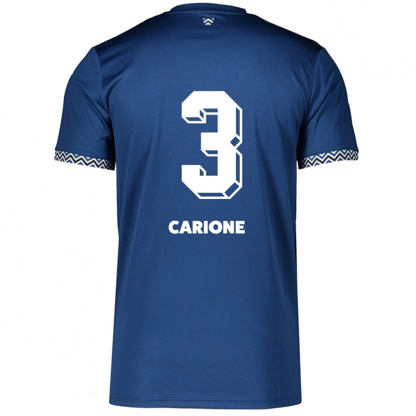 Danxen Bambino Maglia Cristiano Carione #3 Blu Navy Bianco Kit Gara Home 2025/26 Maglietta