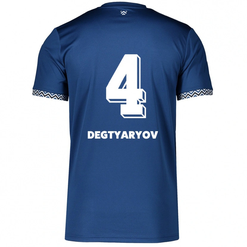 Danxen Bambino Maglia Volodymyr Degtyaryov #4 Blu Navy Bianco Kit Gara Home 2025/26 Maglietta