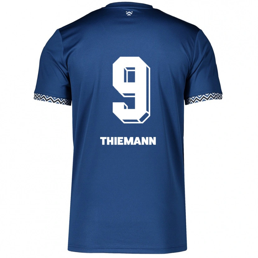 Danxen Bambino Maglia Sophia Thiemann #9 Blu Navy Bianco Kit Gara Home 2025/26 Maglietta