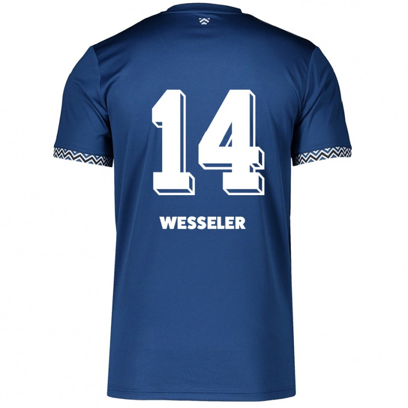 Danxen Bambino Maglia Anna Weßeler #14 Blu Navy Bianco Kit Gara Home 2025/26 Maglietta