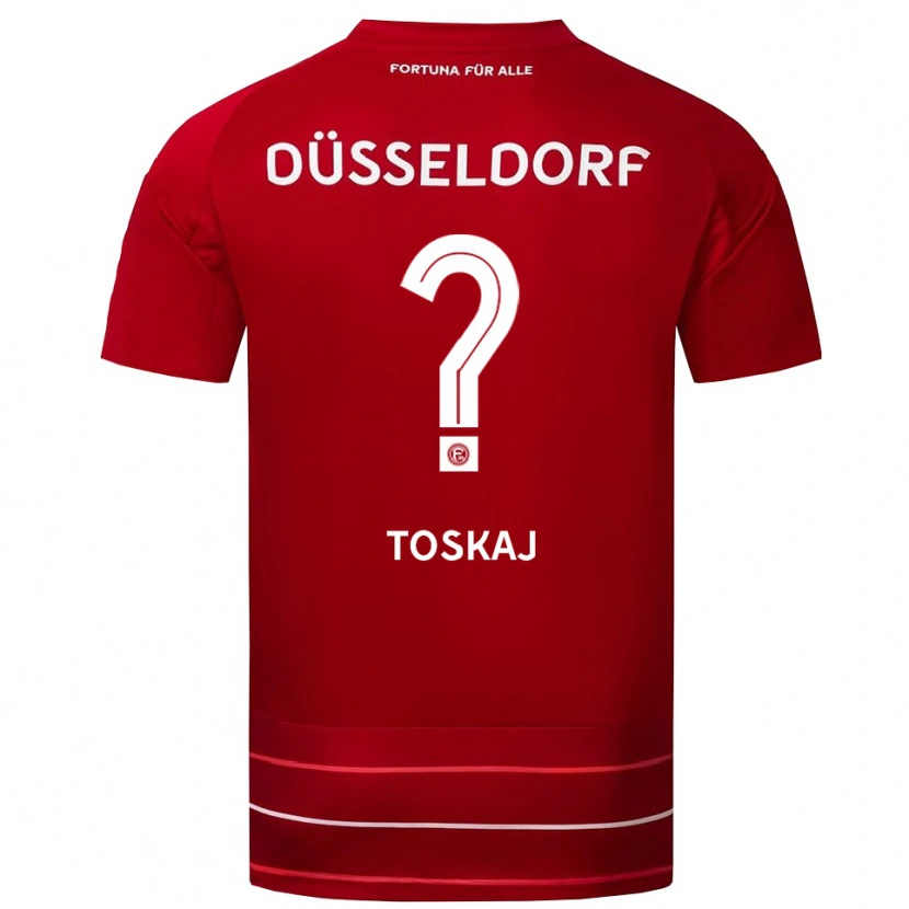 Danxen Bambino Maglia Majlinda Toskaj #0 Rosso Bianco Kit Gara Home 2025/26 Maglietta