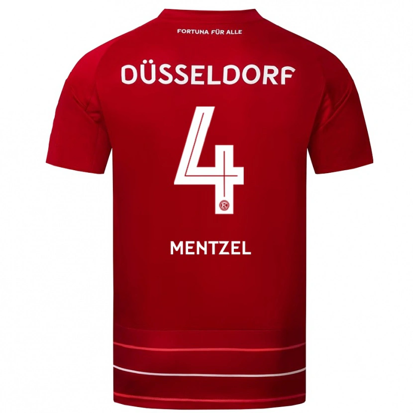 Danxen Bambino Maglia Levi Mentzel #4 Rosso Bianco Kit Gara Home 2025/26 Maglietta