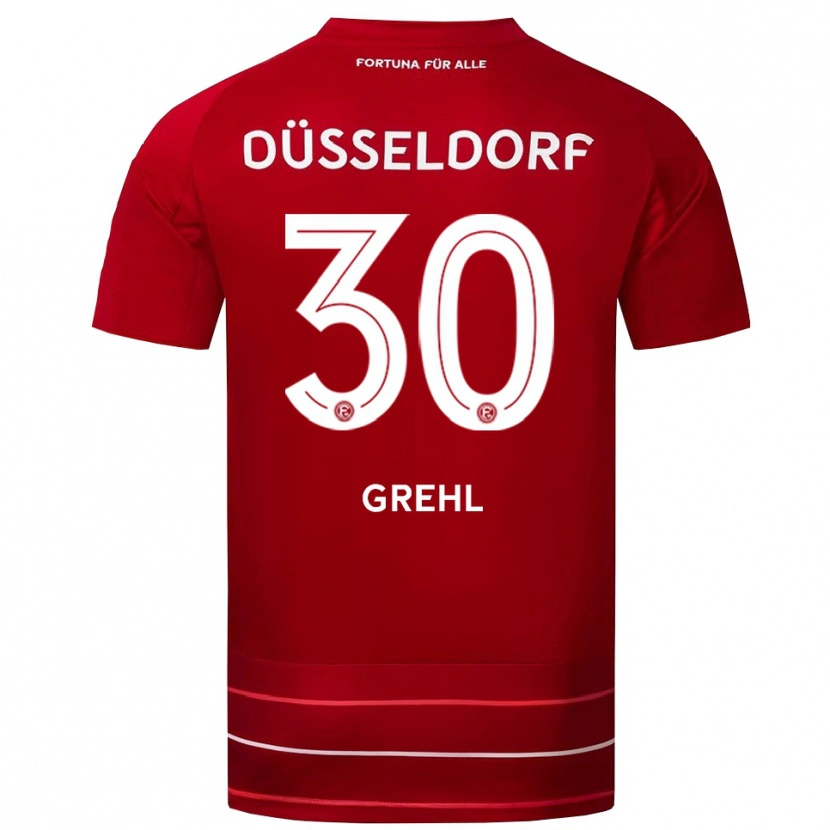 Danxen Bambino Maglia Dominic Grehl #30 Rosso Bianco Kit Gara Home 2025/26 Maglietta