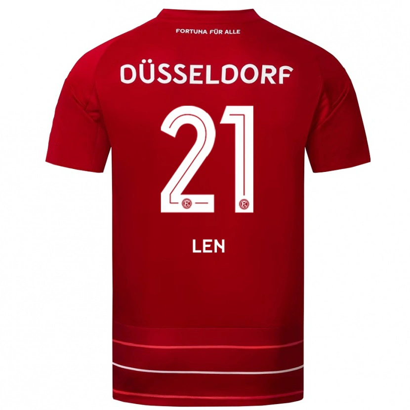Danxen Bambino Maglia Maksym Len #21 Rosso Bianco Kit Gara Home 2025/26 Maglietta