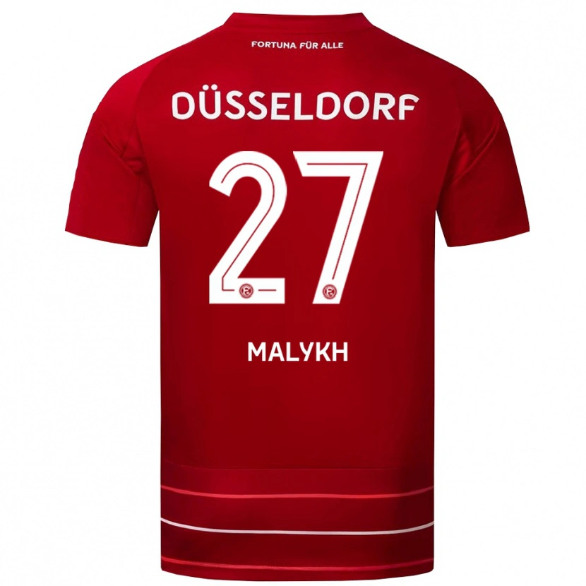 Danxen Bambino Maglia Tymofiy Malykh #27 Rosso Bianco Kit Gara Home 2025/26 Maglietta