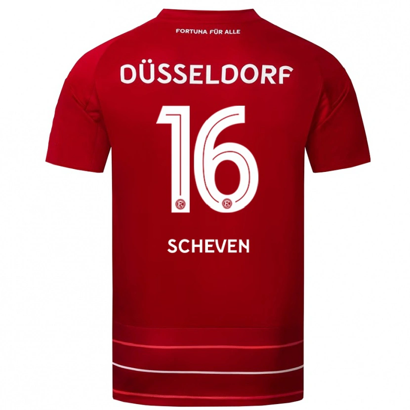Danxen Bambino Maglia Josua Scheven #16 Rosso Bianco Kit Gara Home 2025/26 Maglietta
