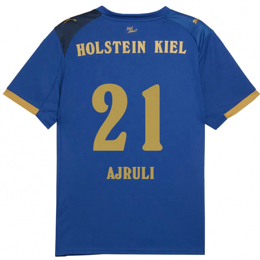 Danxen Bambino Maglia Muhamed Ajruli #21 Blu Oro Kit Gara Home 2025/26 Maglietta