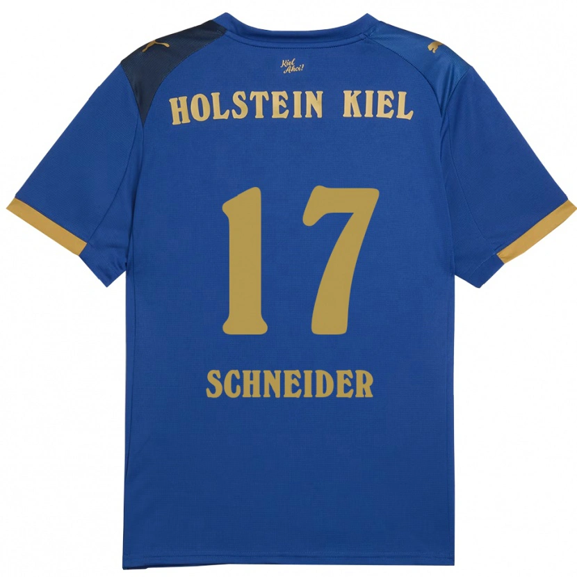 Danxen Bambino Maglia Aaron Schneider #17 Blu Oro Kit Gara Home 2025/26 Maglietta