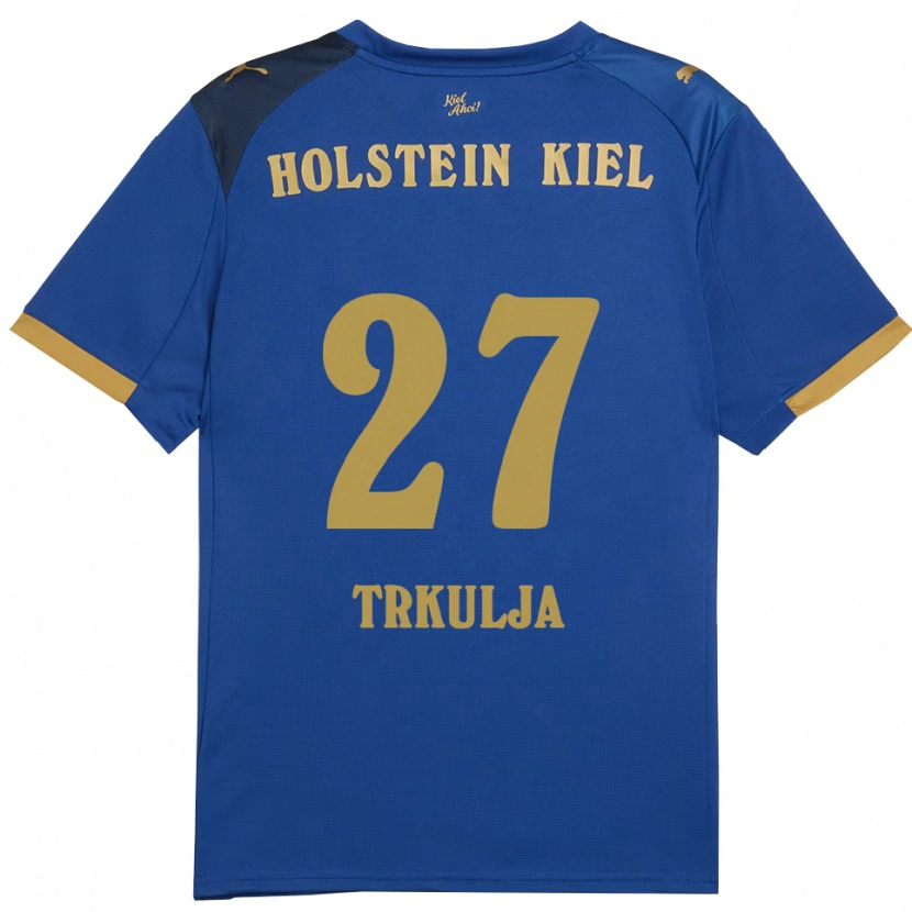 Danxen Bambino Maglia Mihailo Trkulja #27 Blu Oro Kit Gara Home 2025/26 Maglietta