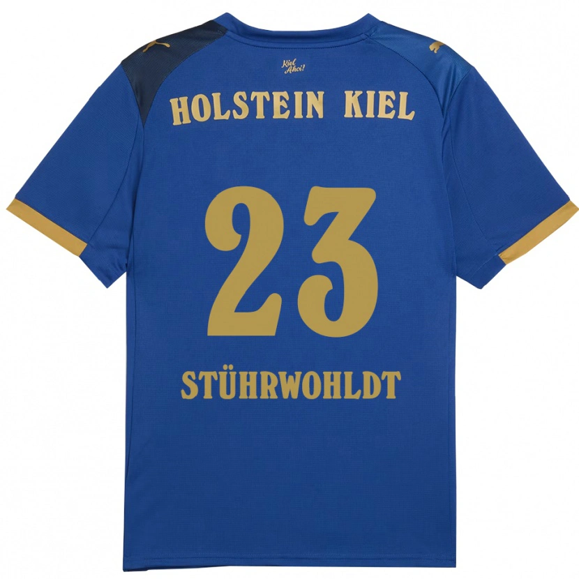 Danxen Bambino Maglia Timon Stührwohldt #23 Blu Oro Kit Gara Home 2025/26 Maglietta