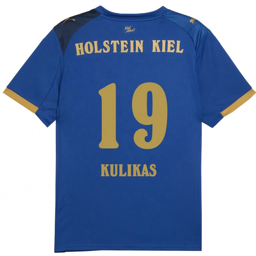 Danxen Bambino Maglia Laurynas Kulikas #19 Blu Oro Kit Gara Home 2025/26 Maglietta