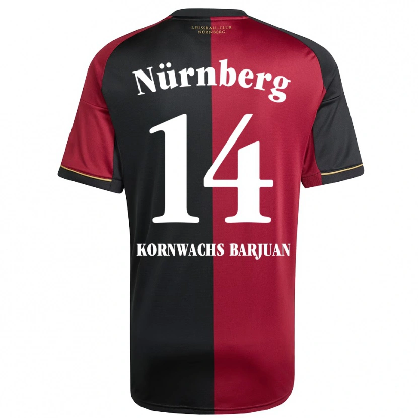 Danxen Bambino Maglia Marc Kornwachs Barjuan #14 Bordeaux Nero Kit Gara Home 2025/26 Maglietta