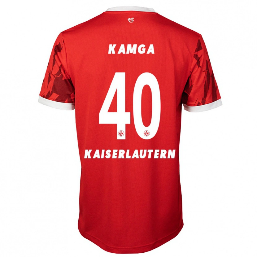 Danxen Bambino Maglia Enis Kamga #40 Rosso Bianco Kit Gara Home 2025/26 Maglietta