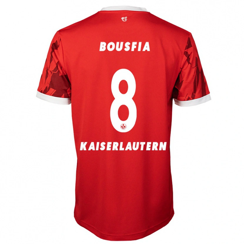Danxen Bambino Maglia Sami Bousfia #8 Rosso Bianco Kit Gara Home 2025/26 Maglietta
