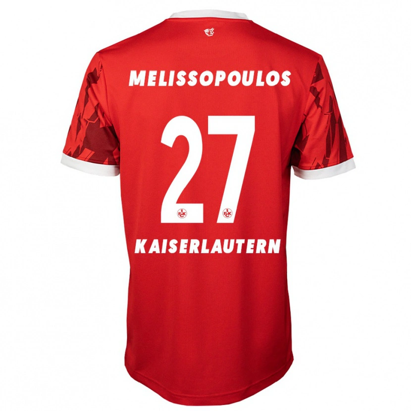 Danxen Bambino Maglia Samuel Melissopoulos #27 Rosso Bianco Kit Gara Home 2025/26 Maglietta