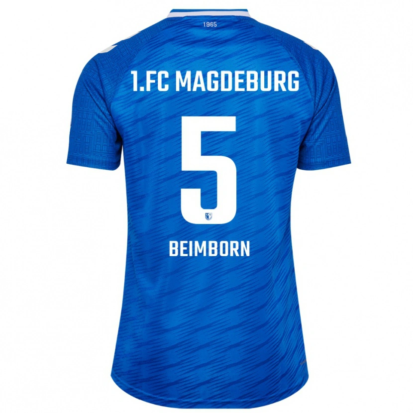 Danxen Bambino Maglia Leander Beimborn #5 Blu Bianco Kit Gara Home 2025/26 Maglietta