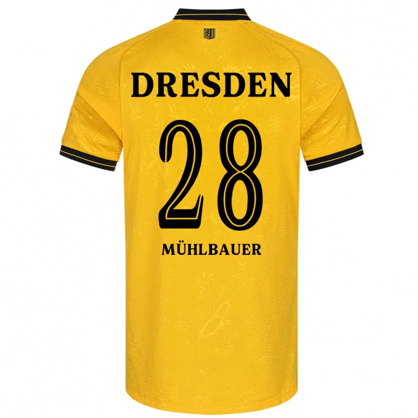 Danxen Bambino Maglia Aron Mühlbauer #28 Giallo Nero Kit Gara Home 2025/26 Maglietta