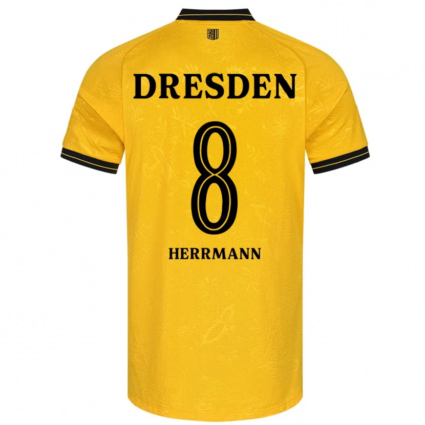 Danxen Bambino Maglia Luca Herrmann #8 Giallo Nero Kit Gara Home 2025/26 Maglietta