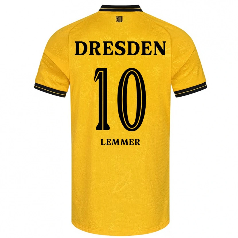 Danxen Bambino Maglia Jakob Lemmer #10 Giallo Nero Kit Gara Home 2025/26 Maglietta