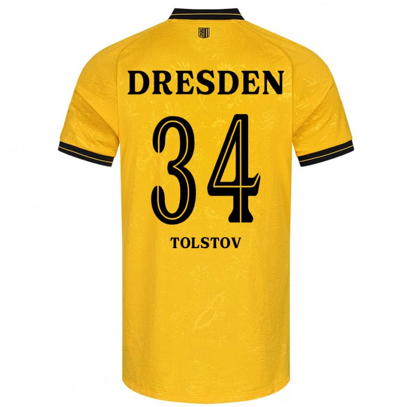 Danxen Bambino Maglia Maik Tolstov #34 Giallo Nero Kit Gara Home 2025/26 Maglietta