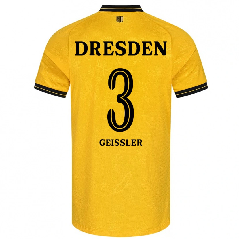 Danxen Bambino Maglia Jonathan Geißler #3 Giallo Nero Kit Gara Home 2025/26 Maglietta